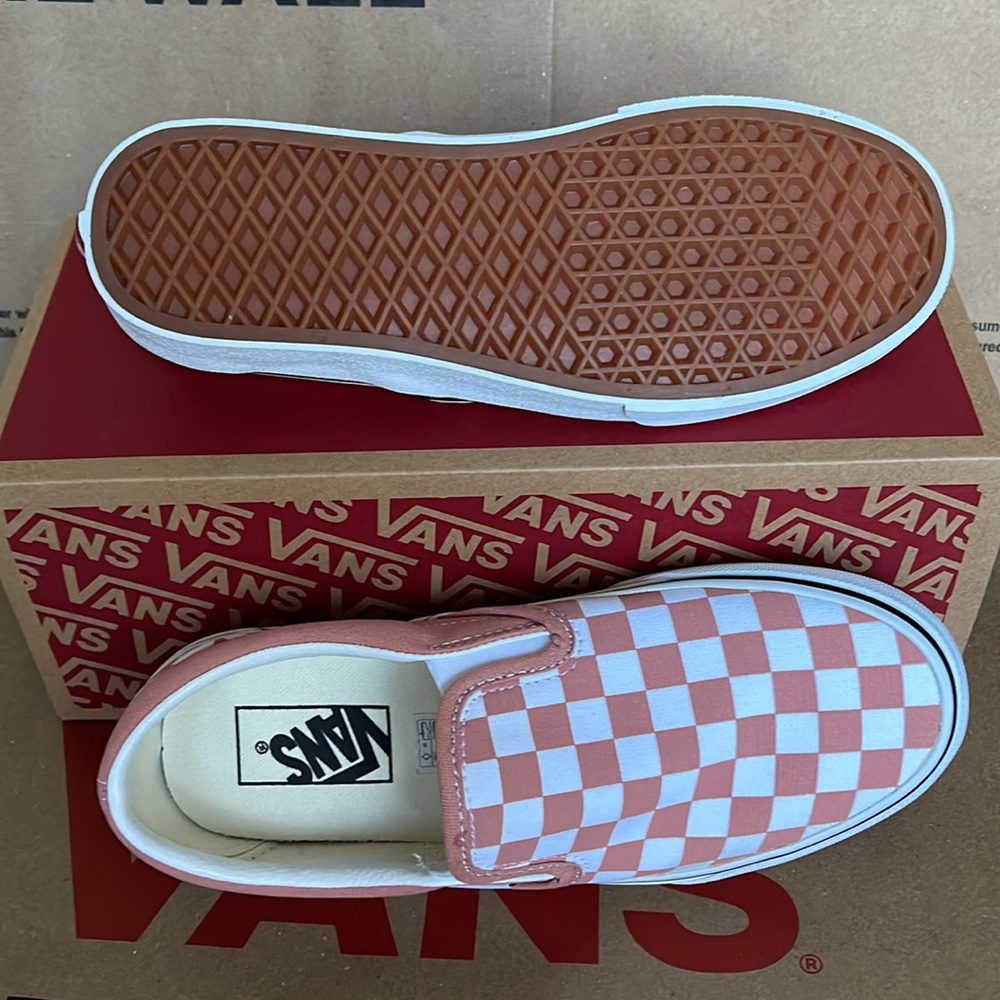 Vans Classic Slip On Rose Dawn Checkerboard/True White Mens - Picture 4 of 16